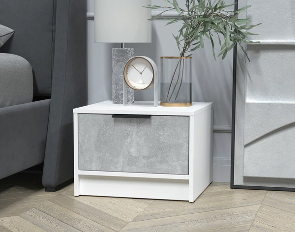 Изображение товара Прикроватная тумба Интерлиния Концепт КТ-ТК1-35 (бетон/белый платинум)