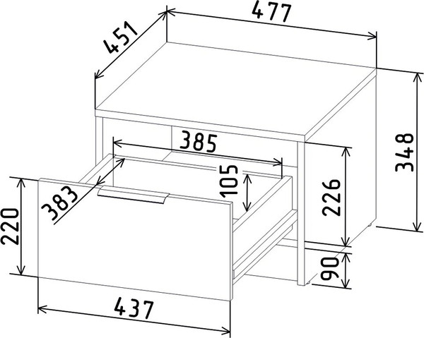 Изображение товара Прикроватная тумба Интерлиния Концепт КТ-ТК1-35 (черный/белый платинум)