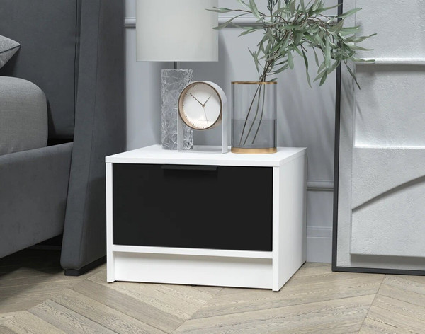 Изображение товара Прикроватная тумба Интерлиния Концепт КТ-ТК1-35 (черный/белый платинум)