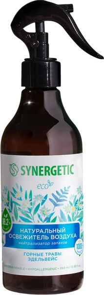 Изображение товара Освежитель воздуха Synergetic Горные травы и эдельвейс. Гипоаллергенный биоразлагаемый (380мл)