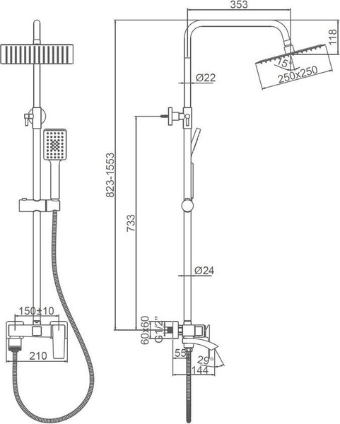 Изображение товара Душевая система со смесителем Ledeme L2478Y