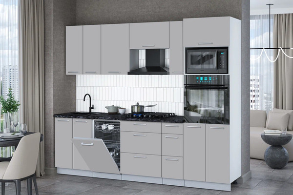 Изображение товара Кухонный гарнитур Interline Мила Gloss 2.55-ПМ3 (грей/грей/кастилло темный)