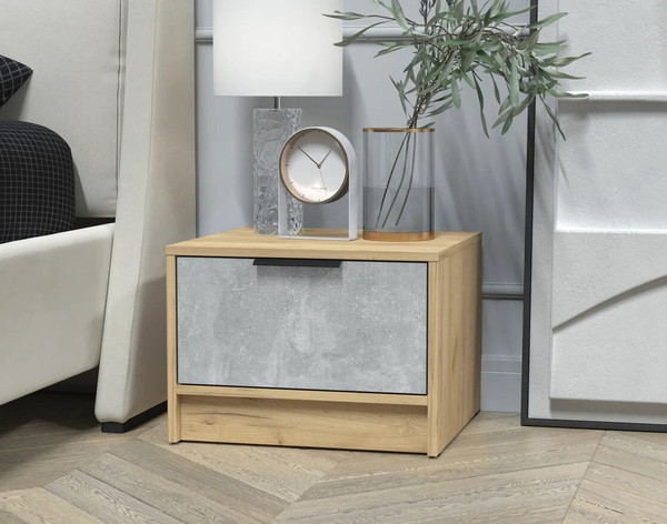 Изображение товара Прикроватная тумба Интерлиния Концепт КТ-ТК1-35 (бетон/дуб золотой)