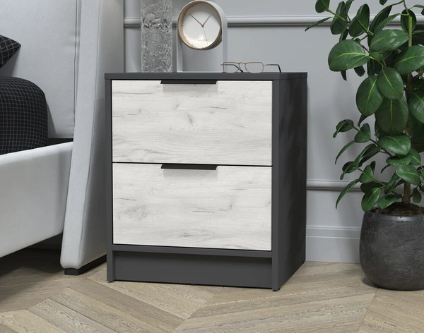 Изображение товара Прикроватная тумба Интерлиния Концепт КТ-ТК1-57 (дуб белый/антрацит)