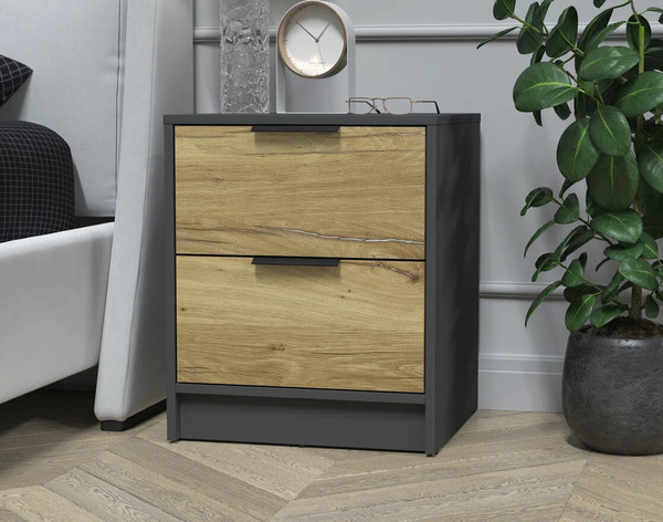 Изображение товара Прикроватная тумба Интерлиния Концепт КТ-ТК1-57 (дуб нокс/антрацит)
