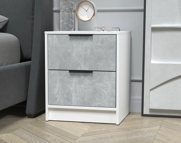 Изображение товара Прикроватная тумба Интерлиния Концепт КТ-ТК1-57 (бетон/белый платинум)