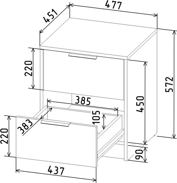 Изображение товара Прикроватная тумба Интерлиния Концепт КТ-ТК1-57 (бетон лайт/белый платинум)
