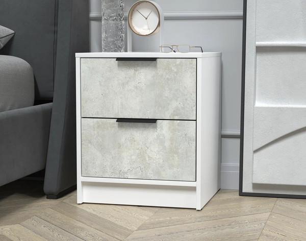 Изображение товара Прикроватная тумба Интерлиния Концепт КТ-ТК1-57 (бетон лайт/белый платинум)