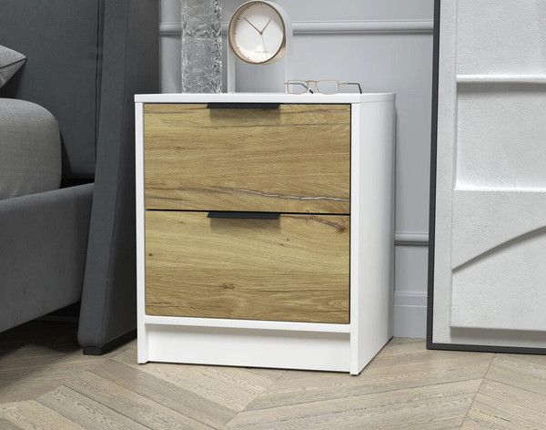 Изображение товара Прикроватная тумба Интерлиния Концепт КТ-ТК1-57 (дуб нокс/белый платинум)