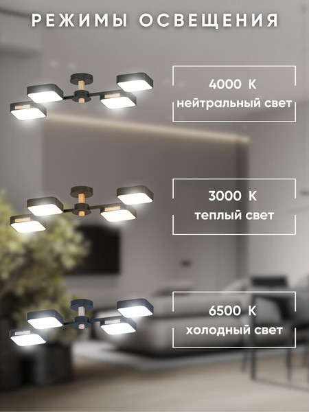 Изображение товара Люстра Aitin-Pro X3363/4 (черный/дерево)