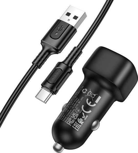 Изображение товара Зарядное устройство автомобильное Borofone BZ34 + кабель Type-C (черный)