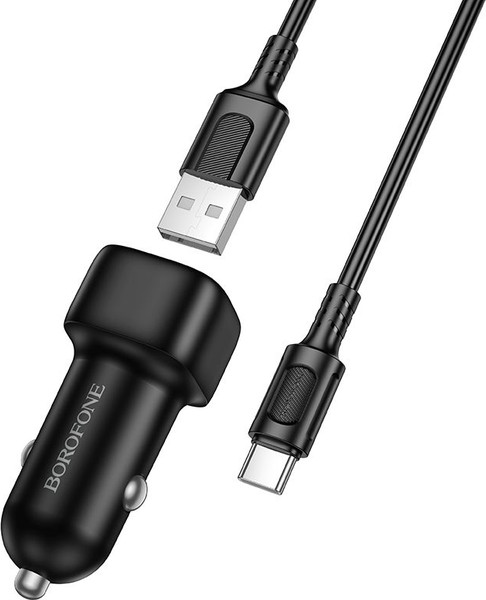Изображение товара Зарядное устройство автомобильное Borofone BZ34 + кабель Type-C (черный)
