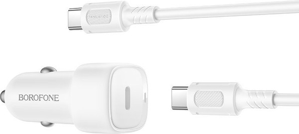 Изображение товара Зарядное устройство автомобильное Borofone BZ34A + кабель Type-C to Type-C (белый)