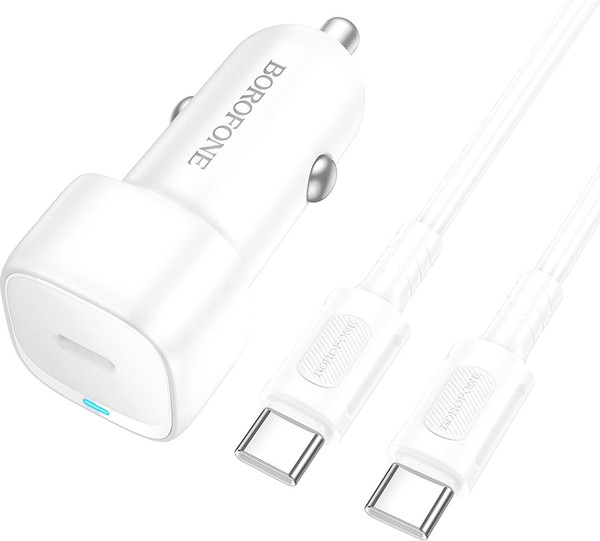 Изображение товара Зарядное устройство автомобильное Borofone BZ34A + кабель Type-C to Type-C (белый)