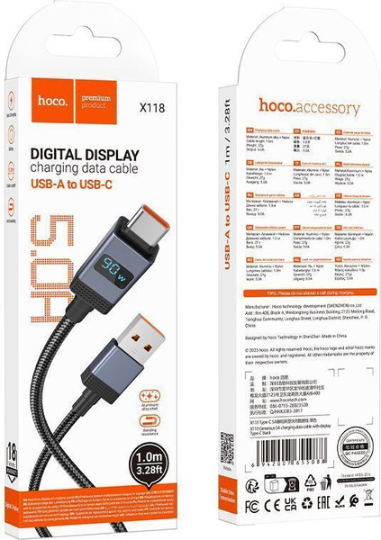 Изображение товара Кабель Hoco X118 Type-C (1м, черный)