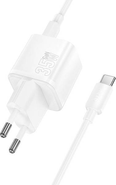 Изображение товара Зарядное устройство сетевое Hoco N66 + кабель Type-C-Type-C (белый)