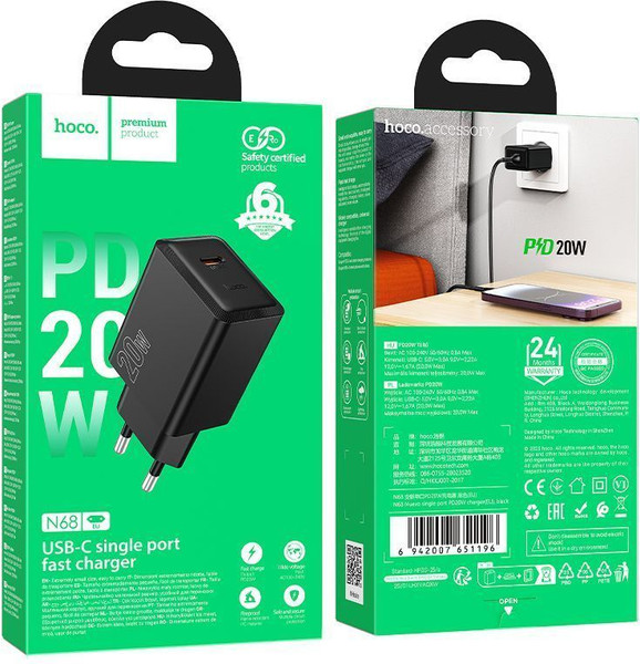 Изображение товара Адаптер питания сетевой Hoco N68 (черный)