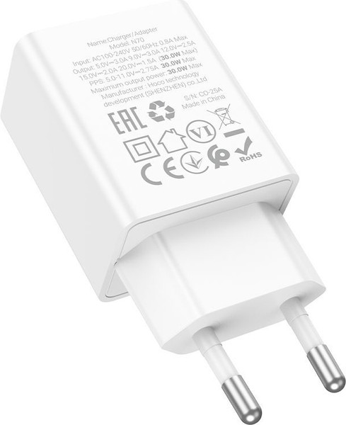 Изображение товара Адаптер питания сетевой Hoco N70 (белый)