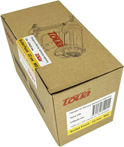 Изображение товара Гвозди для пистолета Toua CN MG bullet point 3.05х22мм / 30522stepMGBP (1000шт)