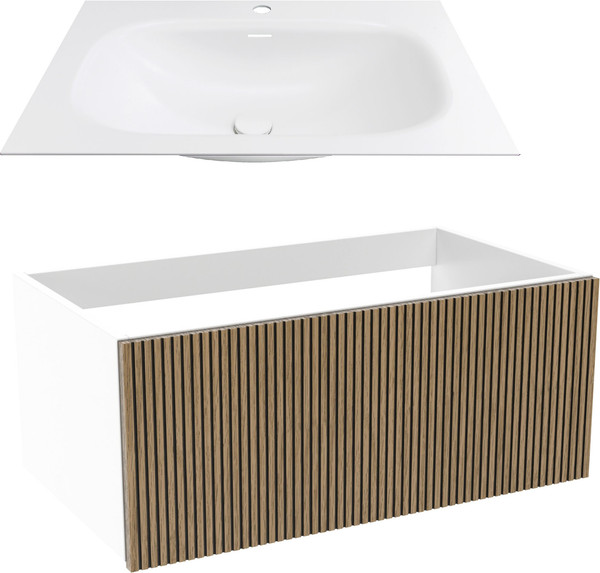 Изображение товара Тумба с умывальником ЗОВ Кито 70 / K70LW0MRM-M115W70 (белый/тростник)