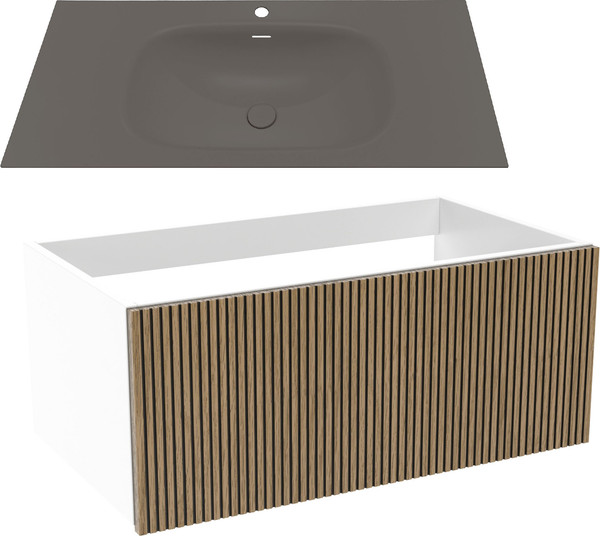 Изображение товара Тумба с умывальником ЗОВ Кито 70 / K70LW0MRM-M115B70 (белый/тростник)