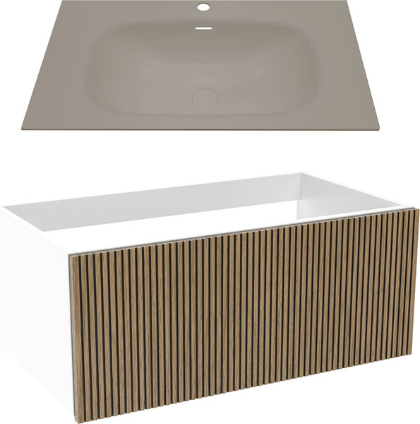 Изображение товара Тумба с умывальником ЗОВ Кито 80 / K80LW0MRM-M115G80 (белый/тростник)