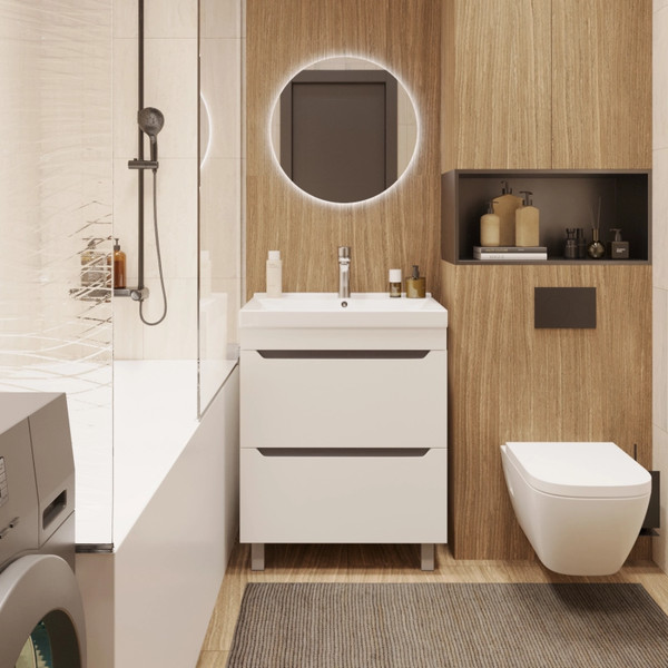 Изображение товара Тумба с умывальником Mixline Лайн-60 555470 + Luxe Fest 60 / FST60SLWB01