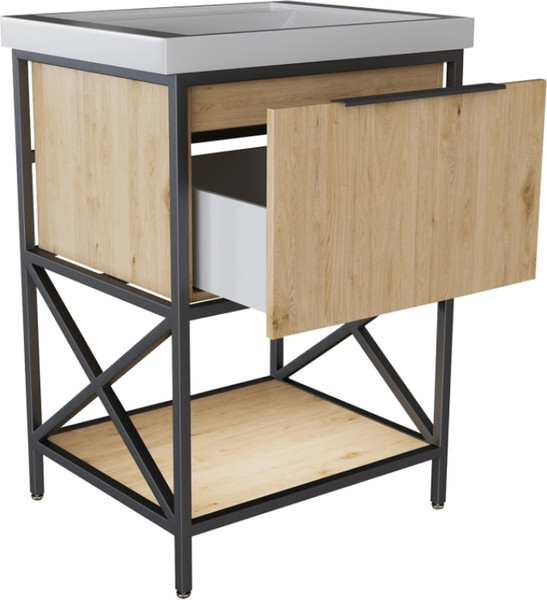 Изображение товара Тумба с умывальником Mixline Бруклин 60 548234 + Luxe Fest 60 / FST60SLWB01 (дуб бунратти)