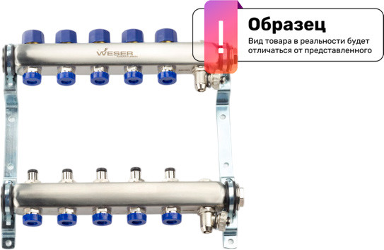Изображение товара Коллектор отопления Weser 1" 12 отводов 700мм / 951020