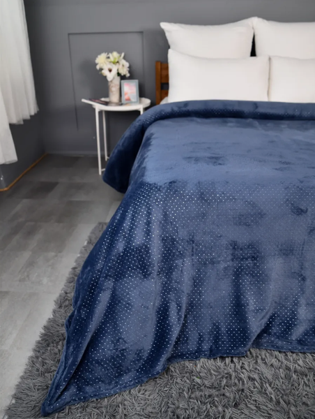Изображение товара Покрывало Павлина Стразы синий 200x220