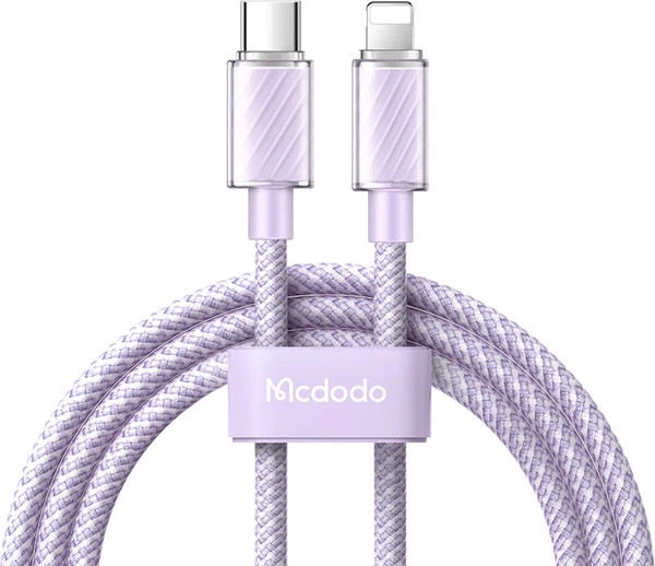 Изображение товара Кабель McDodo 36W Type-C to Lightning Transparent (1.2м, фиолетовый)