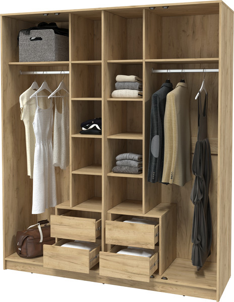 Изображение товара Шкаф Интерлиния Концепт КТ-Ш4 (дуб белый/дуб золотой)