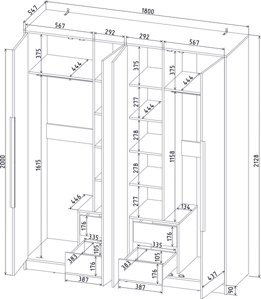 Изображение товара Шкаф Интерлиния Концепт КТ-Ш4 (серебро/дуб золотой)