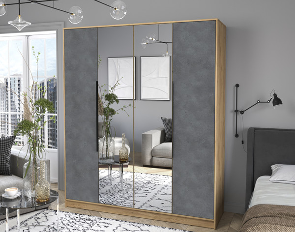 Изображение товара Шкаф Интерлиния Концепт КТ-Ш4з (бетон портленд/дуб золотой)