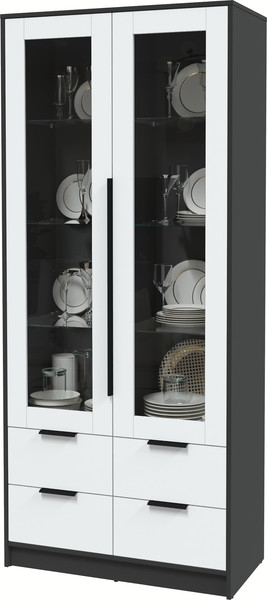 Изображение товара Шкаф с витриной Интерлиния Концепт КТ-ШВ2 (белый платинум/антрацит)