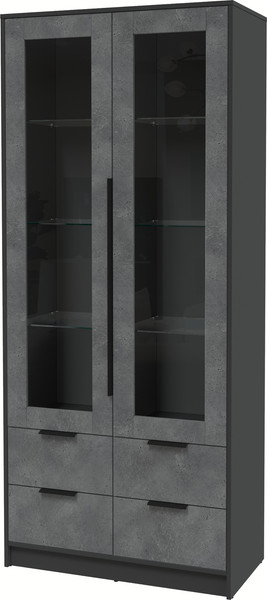 Изображение товара Шкаф с витриной Interline Концепт КТ-ШВ2 (бетон портленд/антрацит)