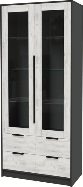 Изображение товара Шкаф с витриной Интерлиния Концепт КТ-ШВ2 (дуб белый/антрацит)