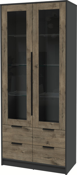 Изображение товара Шкаф с витриной Интерлиния Концепт КТ-ШВ2 (дуб веллингтон/антрацит)