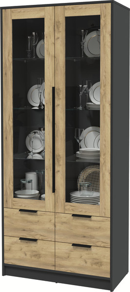 Изображение товара Шкаф с витриной Интерлиния Концепт КТ-ШВ2 (дуб золотой/антрацит)