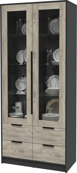 Изображение товара Шкаф с витриной Interline Концепт КТ-ШВ2 (дуб серый/антрацит)