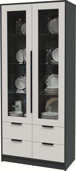 Изображение товара Шкаф с витриной Интерлиния Концепт КТ-ШВ2 (персидский жемчуг/антрацит)