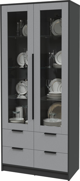 Изображение товара Шкаф с витриной Interline Концепт КТ-ШВ2 (серебро/антрацит)