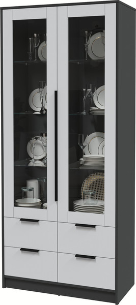 Изображение товара Шкаф с витриной Интерлиния Концепт КТ-ШВ2 (серый/антрацит)