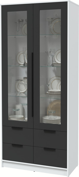 Изображение товара Шкаф с витриной Interline Концепт КТ-ШВ2 (антрацит/белый платинум)