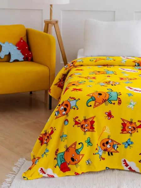 Изображение товара Плед Павлинка Три Кота желтый 150x100