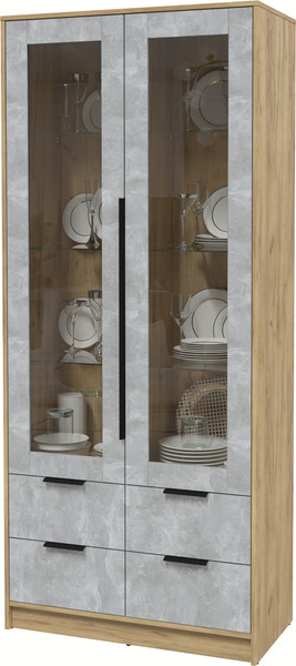 Изображение товара Шкаф с витриной Интерлиния Концепт КТ-ШВ2 (бетон/дуб золотой)