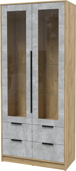 Изображение товара Шкаф с витриной Интерлиния Концепт КТ-ШВ2 (бетон/дуб золотой)