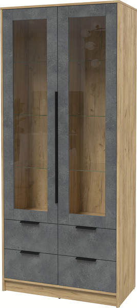 Изображение товара Шкаф с витриной Interline Концепт КТ-ШВ2 (бетон портленд/дуб золотой)