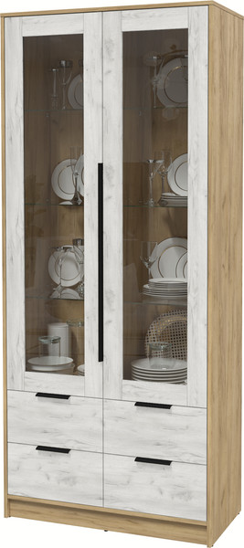 Изображение товара Шкаф с витриной Interline Концепт КТ-ШВ2 (дуб белый/дуб золотой)