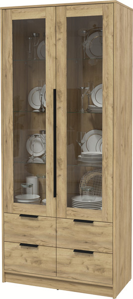 Изображение товара Шкаф с витриной Интерлиния Концепт КТ-ШВ2 (дуб золотой/дуб золотой)